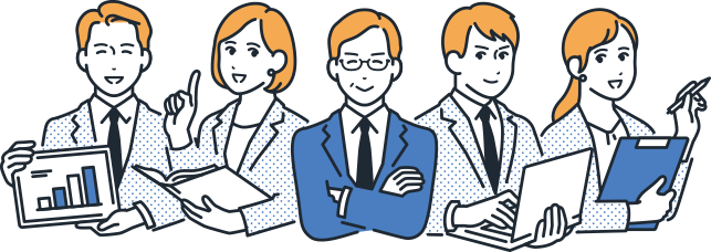 天才くん for 人事を活用する人事チームのイラスト – 生成AI活用で人事の未来づくりにフォーカスできるチームを表す